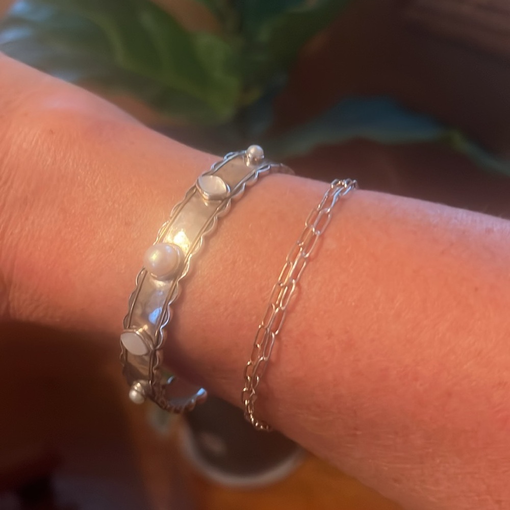 Silpada Silver Bracelet with White Accents - Picture 5 of 6